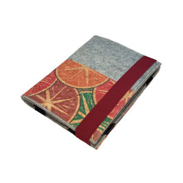 aufklappbare eReader Hülle Wollfilz / Kork Citrus, Maßanfertigung bis max. 8,0"
