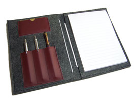 OB1 Organizer inkl. Din A5 Block mit Fach für Tablet (max. 21 x 15 x 1 cm) Merino Wollfilz Filz Leder
