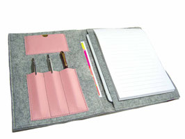 OB5 Organizer inkl. Din A5 Block mit Fach für Tablet (max. 21 x 15 x 1 cm) Merino Wollfilz Filz Leder