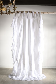 *MINI FRILLS LOVE * 140x230cm Gardine Vorhang  frill lace Landhaus Shabby Vintage White curtain Volant Spitze weiss