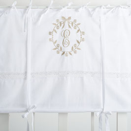 Elvira Raffgardine weiss/cappuccino bestickt B 140cm x L 120cm