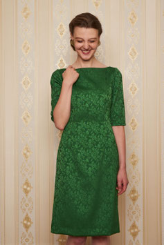 Kleid Arla mit 1/2 Arm, Jacquard Wollmischung, grün