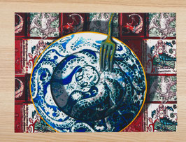 SET ASSIETTE PIEUVRE BLEUE / réf 0029