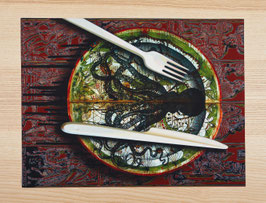 SET ASSIETTE PIEUVRE NOIRE / réf 0026