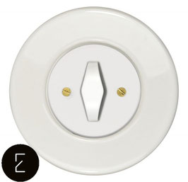 Interrupteur rétro porcelaine blanche, enjoliveur blanc, bouton BTA blanc