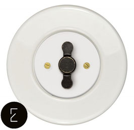 Interrupteur rétro porcelaine blanche, enjoliveur blanc, bouton ZLN patiné