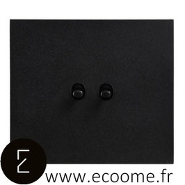 Poussoir + interrupteur va et vient à levier en aluminium noir