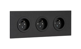 Triple prise de courant en aluminium noir