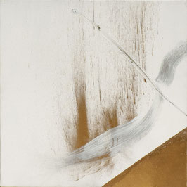 Corine Sylvia Congiu-2022- Série Blanc et Bronze n° 1, 80 cm x 80 cm, acrylique et pigment bronze sur châssis entoilé