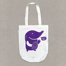 Stofftasche weiss – Maulwurf in violett