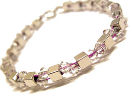 Armband Rosa Silber - Kristalle von Swarovski® - METAL SHINE CRYSTAL PINK