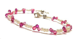 Armband filigran - Kristalle von Swarovski® - Pink Rosa weiß - SWEET