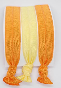 Haargummis geknotet orange, hellgelb, orange -  3 Stück