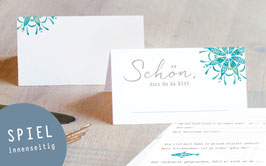 Tischkarten Fischmandala mit Spiel innenseitig türkis