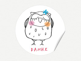 24 Aufkleber,  DANKE mit Eule LOTTI