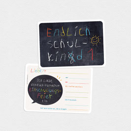 Einladungskarten ENDLICH SCHULKING, Tafeldesign, quer A6