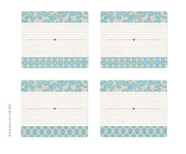 15 Etiketten JAPANPAPIER-Design beige/blau, rechteckig 59 x 50 mm