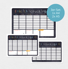 3er-Set Stundenpläne SCHULKING 1xA4 und 2xA5