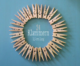 24 stabile Miniklammern aus Holz - 3,5 cm