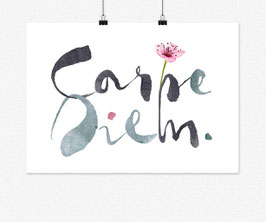 Druck CARPE DIEM Aquarell mit Kirschblüte, A4