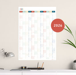 Wandkalender 2026 GROSS - DIN A1 - FARBIG - HOCHFORMAT