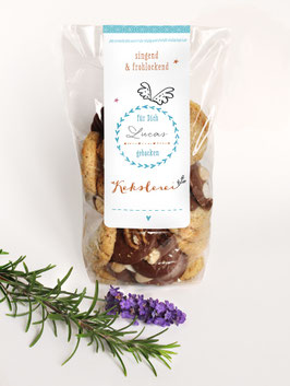 8x Geschenkverpackung KEKSLEREI weiß/blau