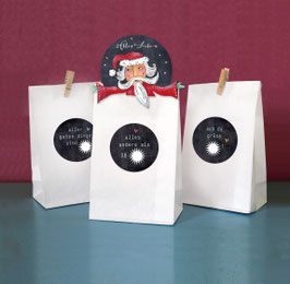 SET Adventskalender SPRUCHKNIFFL Tafel mit Herzen, Bodenbeutel weiss, Bastelset