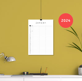 Familienkalender Wandkalender 2024 - DIN A4 - DRUCKSCHRIFT 1 - personalisierbar