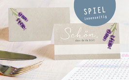 Tischkarten, LAVENDEL BEIGE mit Wortsuchspiel