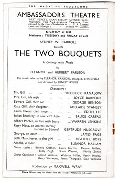 The Two Bouquets. Frederick Ranalow, Joyce Barbour, George Benson, Heather Boys, Edith Lee. Ambassadors, 1936/37