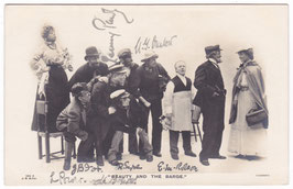 Lennox Pawle, A G Onslow, J B Fox, Reginald Eyre, E M Robson etc "Beauty And The Barge" Beagles 184 A. Signed postcard. 7 signatures