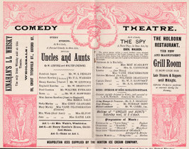 Uncles And Aunts. William Sydney Penley, Walter Everard, Cissy Grahame, Maria Daly, Vane Featherston. Comedy, 1889