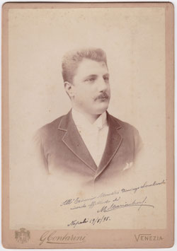 Michele Mariacher. Photo by Giorgio Contarini, Venice. Signed photo dated Naples 1895