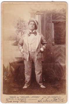 John Lawrence Toole "Walker, London" by J M Barrie. Performed at Toole's Theatre, 1892-93, and ran for 497 performances. Samuel Walker. Signed cabinet photo