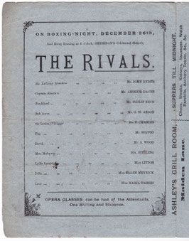 The Rivals. Fanny Stirling, John Ryder, Arthur Dacre, Philip Beck, G W Anson, Maria Harris,  Marie Litton, Ellen Meyrick. Globe, 1881