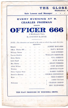 Officer 666. Albert Roccardi. Dan'l Moyles, Sam Sothern, Viva Birkett, Helen Ferrers, Ruth Bower. Globe, 1912-13