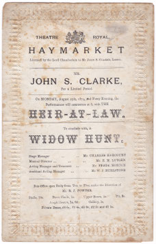 The Heir At Law: Widow Hunt. John Clarke, H B Conway, Charles Harcourt, Emily Thorne, Linda Dietz. Haymarket, 1879