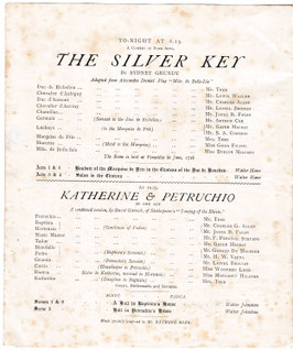 The Silver Key: Katherine And Petruchio. Herbert Beerbohm Tree, Lewis Waller, Maud Tree, Evelyn Millard, Gerald Du Maurier, Lionel Brough, Margaret Halstan. Her Majesty's, 1897-98