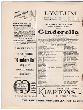 Cinderella. Iris Hoey, Simeta Marsden, Jane Eyre, Arthur Poole, Foreman and Fannan, The Donaldson Troupe. Lyceum, 1910/11