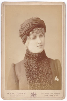 Mabel Beaufort. Records show that she was active in 1883 and 1884. W & D Downey cabinet photo