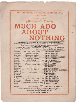 Much Ado About Nothing. Henry Irving, Ellen Terry, William Terriss, Forbes Robertson, Stanislaus Calhaem. Lyceum, 1883