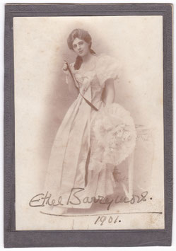 Ethel Barrymore as Madame Trentoni "Captain Jinks of the Horse Marines" Signed photo mounted on card. Dated 1901