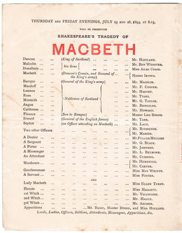 Macbeth. Henry Irving, Ellen Terry, Martin Harvey, Ben Webster, Ailsa Craig. Lyceum, 1895. Three performances only