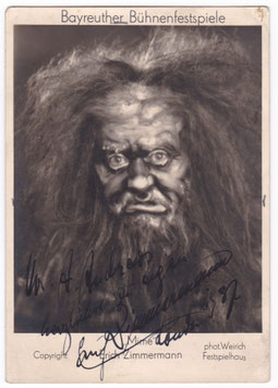 Erich Zimmermann as Mime "Siegfried" Signed photo