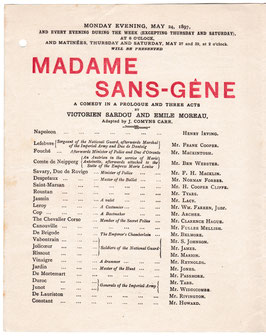 Madame Sans Gêne. Henry Irving, Ellen Terry, Ben Webster, Frank Cooper, Mary Rorke, Maud Milton. Lyceum, 1897