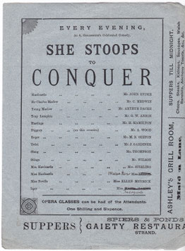 She Stoops To Conquer. Fanny Stirling, John Ryder, G W Anson, Arthur Dacre, Maria Harris, Ellen Meyrick. Globe, 1881