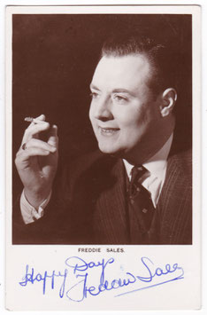 Freddie Sales. Pantomime dame and Revue comedian. Signed postcard