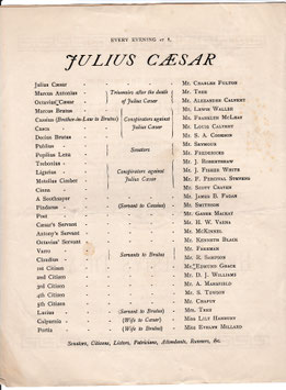 Julius Caesar. Charles Fulton, Herbert Beerbohm Tree, Alexander Calvert, Louis Calvert, Lewis Waller, J Fisher White,  Maud Tree, Lily Hanbury, Evelyn Millard. Her Majesty's, 1898