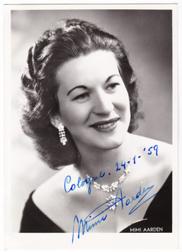 Mimi Aarden. Signed postcard, dated Cologne, 1959