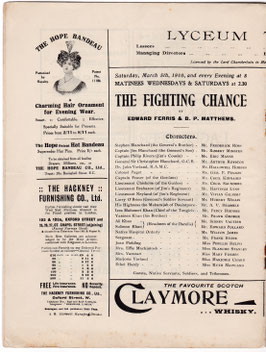 The Fighting Chance. Frederick Ross, Eric Mayne, Halliwell Hobbes, Phyllis Relph, Blanche Stanley, Marjorie Chard. Lyceum, 1910